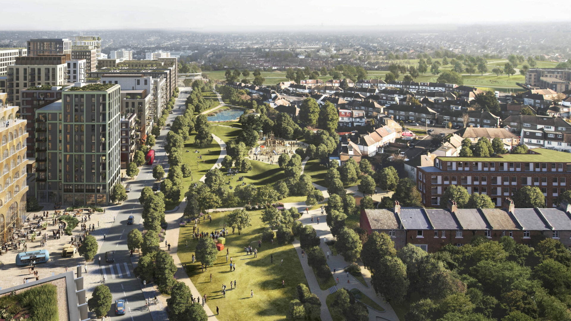 CGI aerial Brent Cross Town