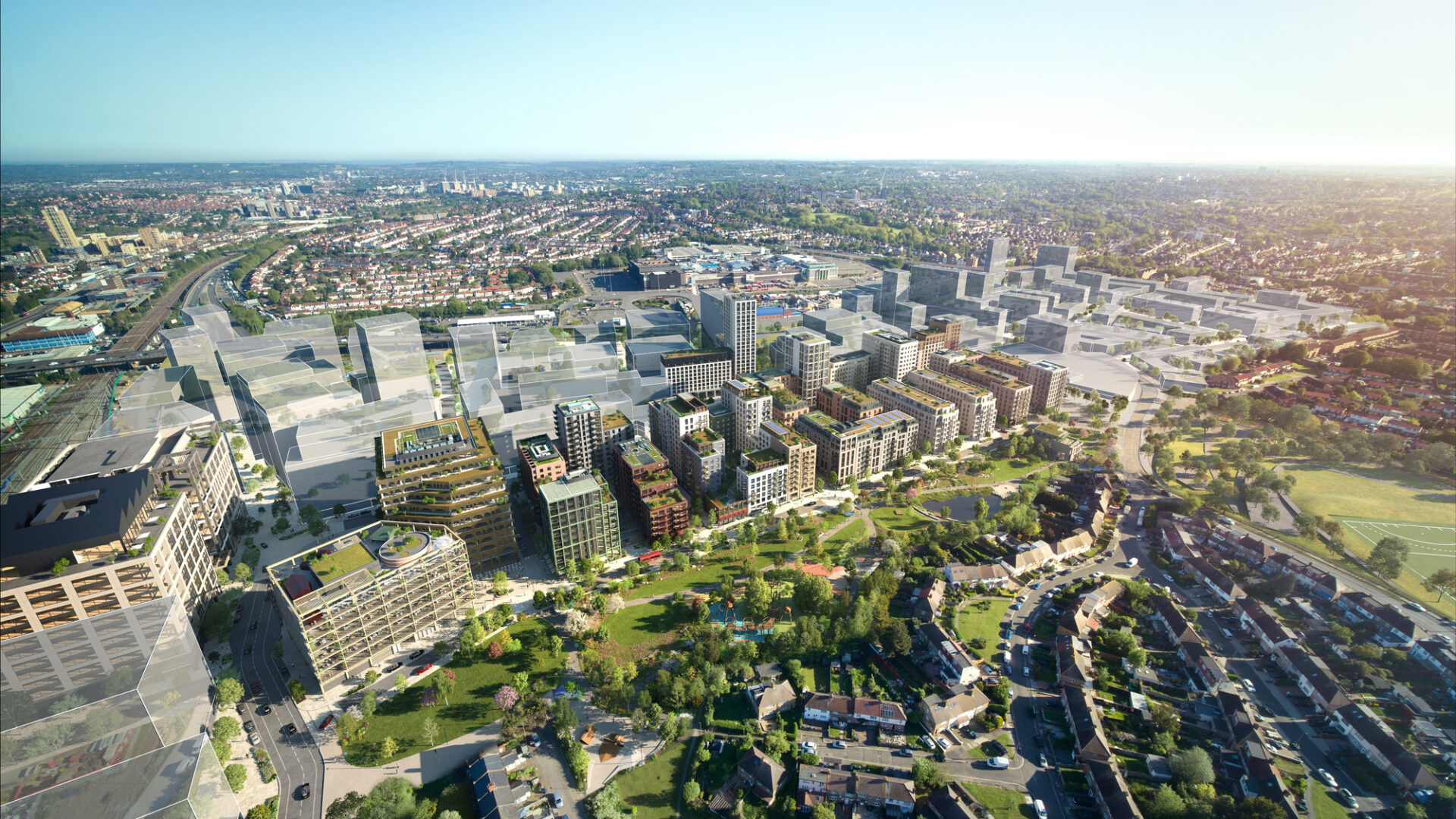 Aerial view of Brent Cross Town