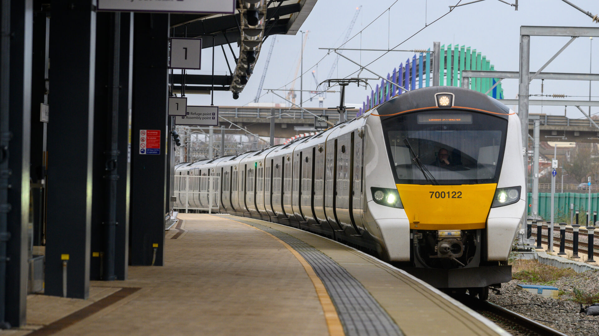 Brent Cross West first train arrives © Peter Alvey