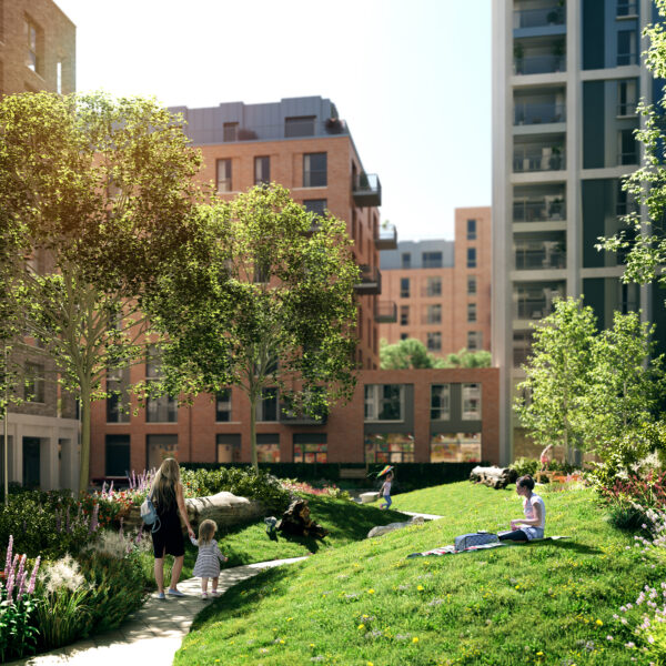 CGI of gardens, Brent Cross Town