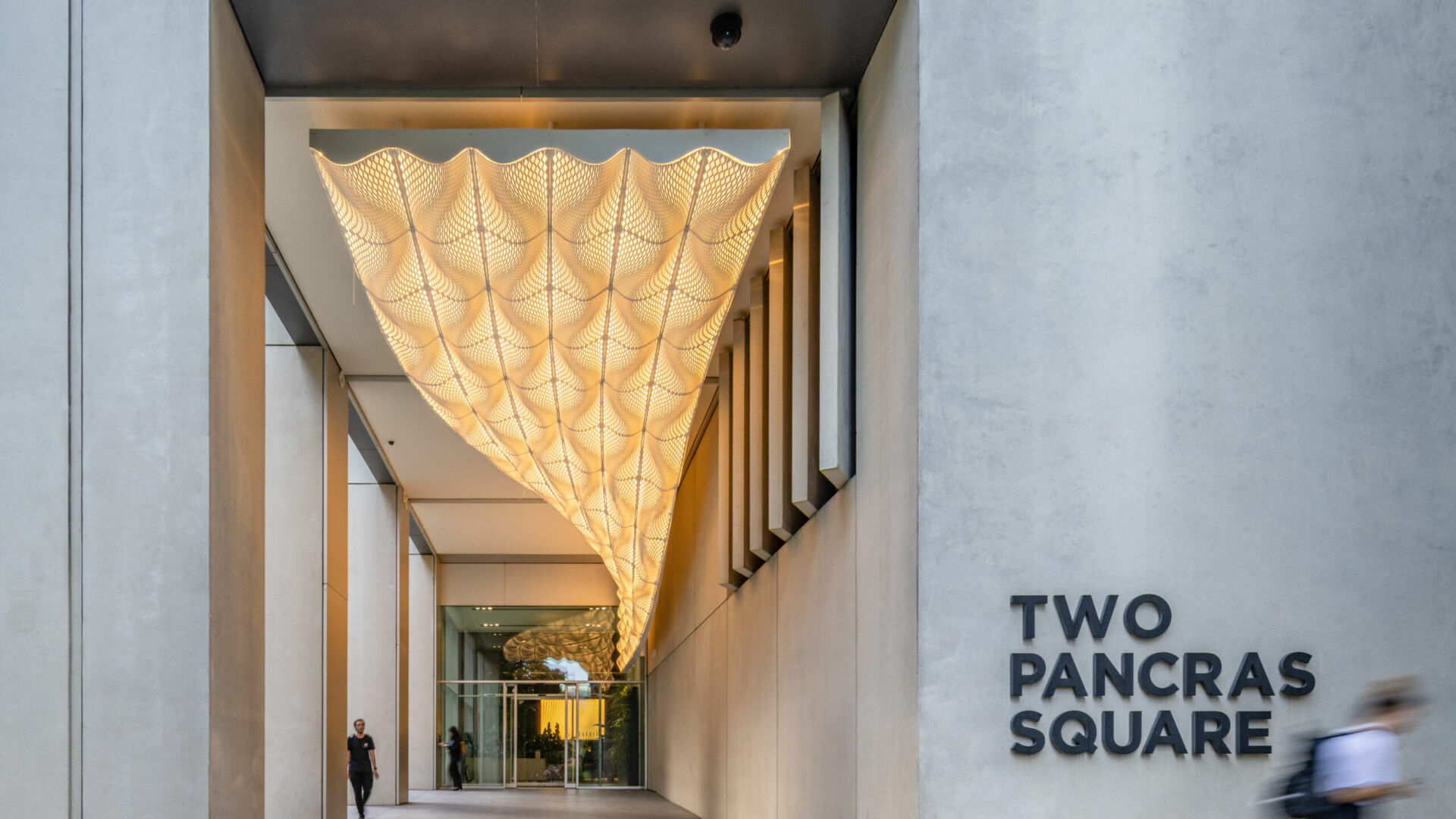 Riva, a lighting installation in the entrance to Two Pancras Square, King's Cross