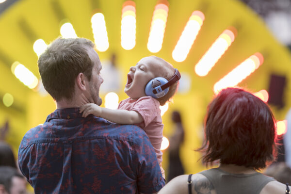 Family enjoying an event at King's Cross