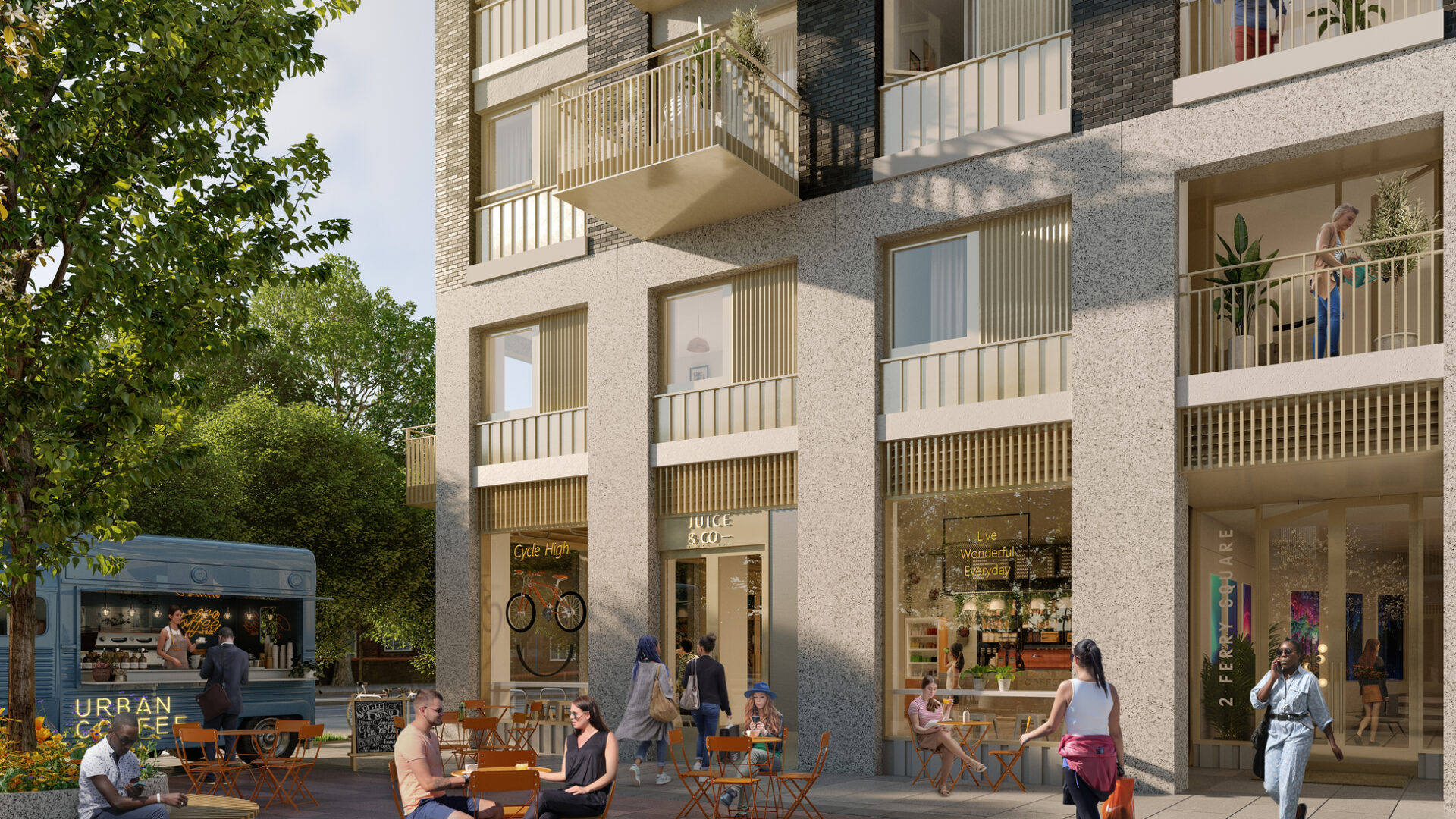 CGI of public square at Tottenham Hale