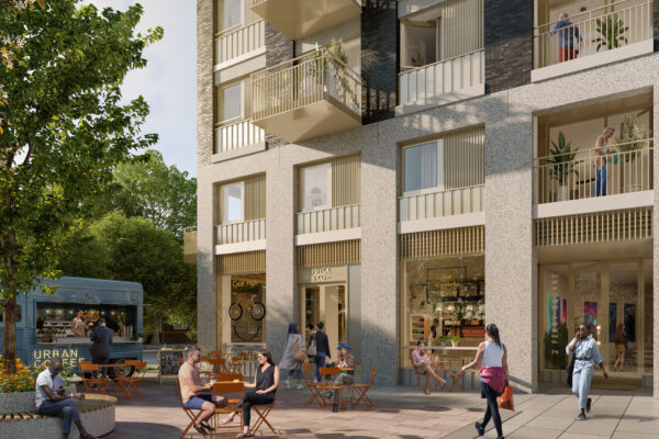 CGI of public square at Tottenham Hale