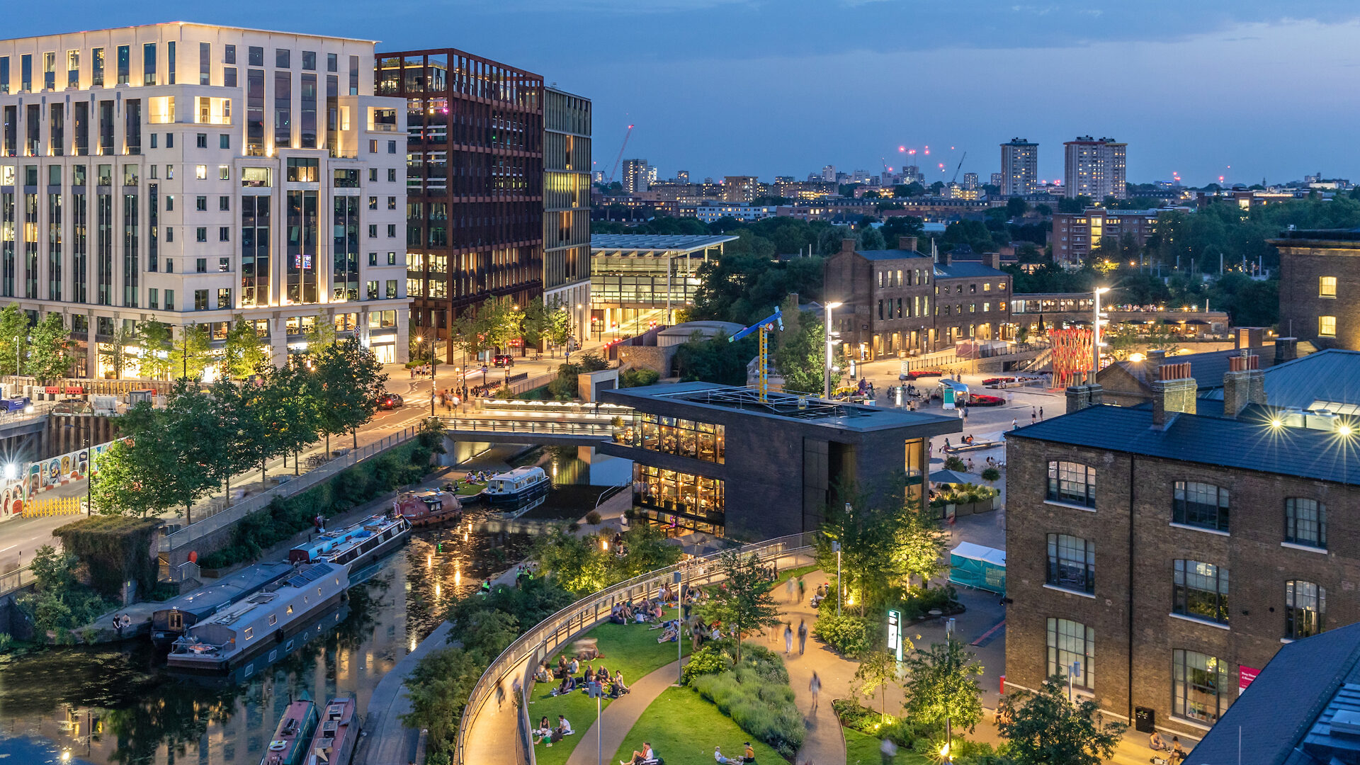 King's Cross, aerial at dusk