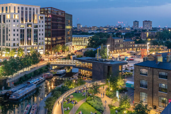 King's Cross, aerial at dusk