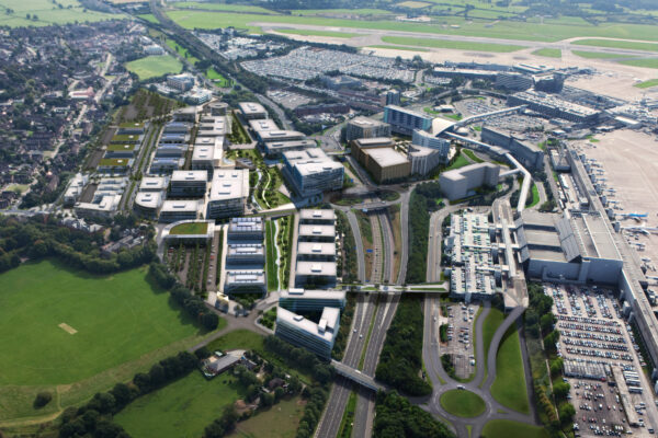 Aerial of Manchester Airport CIty